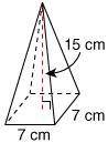 What is the volume of the square pyramid? Round to the nearest hundredth, if needed.

1,575 cm 3
7