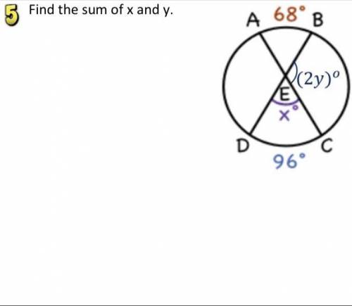 Find the sum of x and y, show work if possible