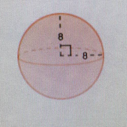 What is the surface area of the sphere shown below with a radius of 8?

A. 85, sq. units
B. 256 sq