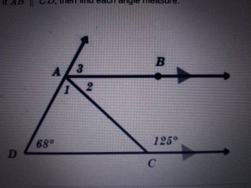 If AB is parallel to CD, then find each angle measure.