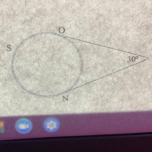 I need help finding the measure of OSN and need an equation set up _=1/2(____)