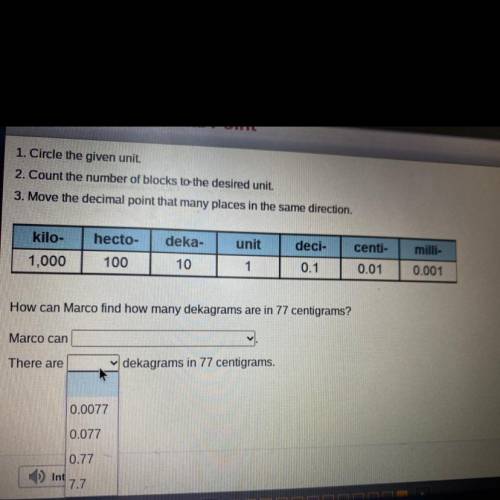 1.circle The given unit
2. Count the number of blocks to the desired unit