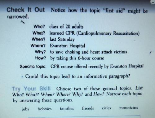 I need help on this please!! its about narrowing topics ​