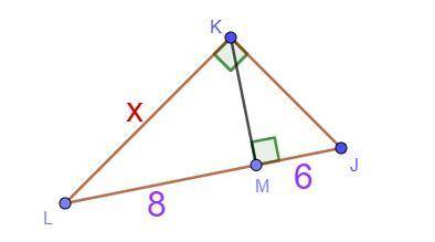 Help would be very appreciated :)

The figure shows three right triangles. Triangles KJL, MKL, MJK