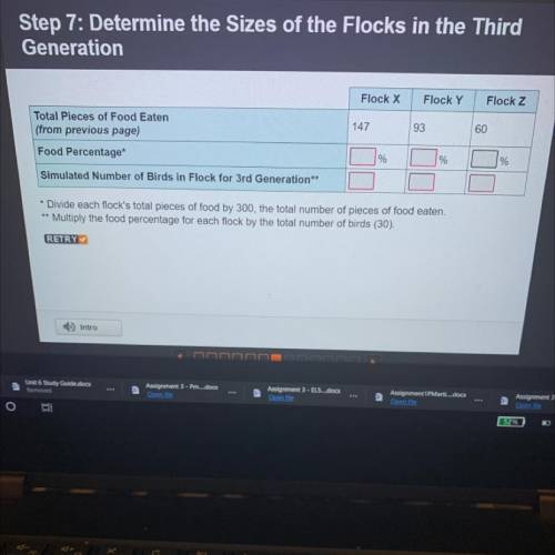 Flock X

Flock Y
Flock z
Total Pieces of Food Eaten
(from previous page)
147
93
60
Food Percentage