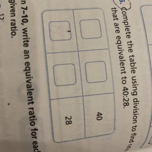 16. Complete the table using division to find ratios

says that the
ratios because
you get 5:7.
th