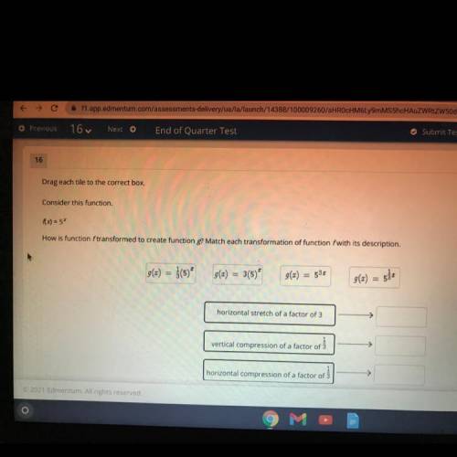 Consider the function f(x)=5x how is function f transformed to create function