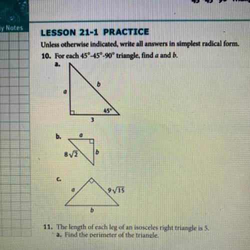 Help with #10 a-c pls!! 
i need the measurements for a and b