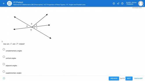 How are ∠1 and ∠4 related *please help*