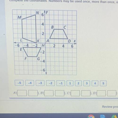 What are the coordinates of each point after quadrilateral ABCD is reflected across the y-axis and