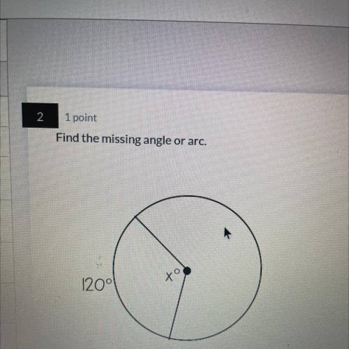 Find the missing angle or arc.
