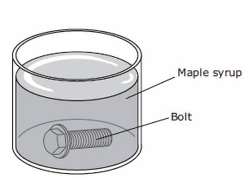 For an investigation, a teacher dropped a metal bolt into a container of maple syrup and asked stud