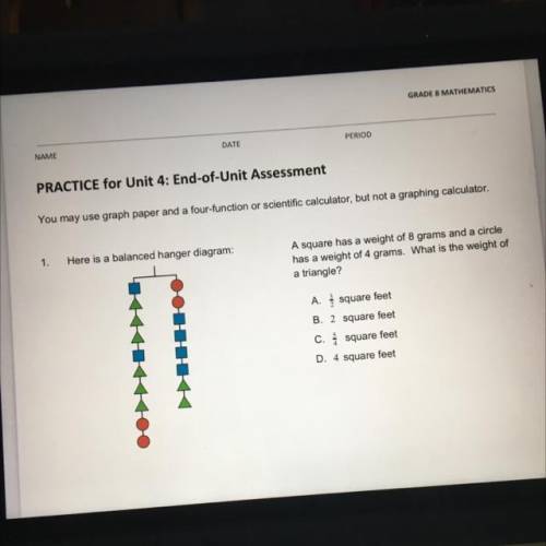 Need help with practice test for unit 4 helppp pleaseee