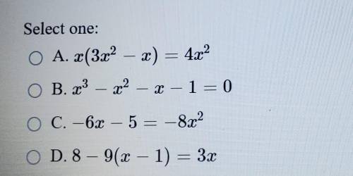 Which of the following equations represents a quadratic function?​