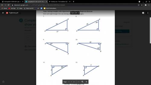 Solve each right triangle. Give any missing sides and missing angles. just tell me how to do one an