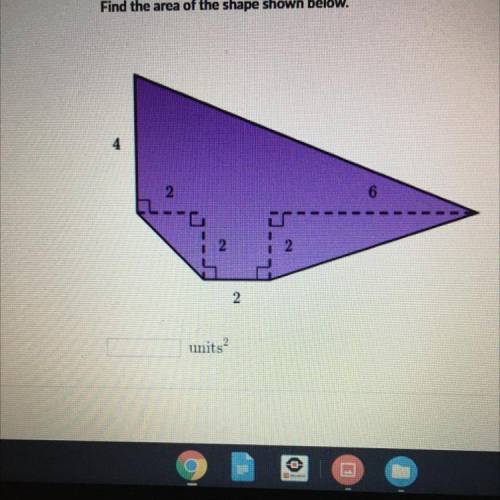 Find the area of the shape shown below.