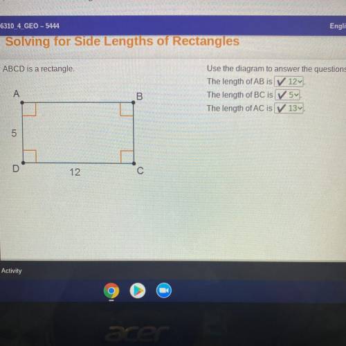 Solving for Side Lengths of Rectangles

ABCD is a rectangle.
А
Use the diagram to answer the quest