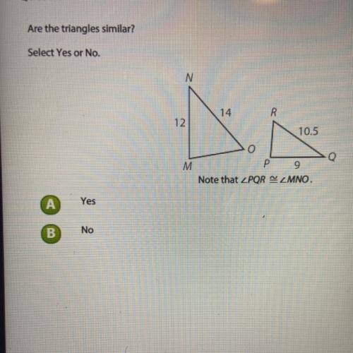 Are the triangles similar ?