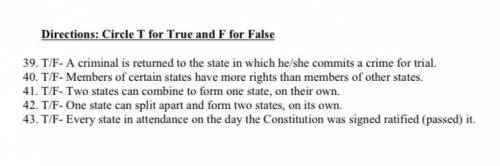 Please help me out on the true or false questions!! the questions are based on the constitution.