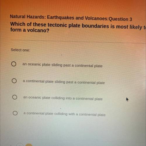 Natural Hazards: Earthquakes and Volcanoes:Question 3

Which of these tectonic plate boundaries is