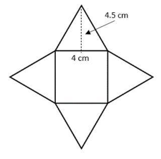 What is the surface area of the square-based pyramid?

Enter your answer in the box.
Round to the
