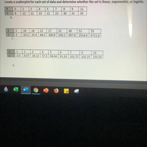 Need help on finding if it’s weather a linear,exponential, or logistic