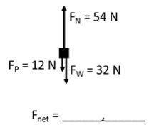 Calculate the net force on the object below.

98 N up
10 N down
10 N up 
0 N