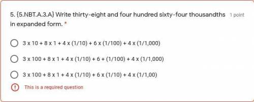 Write thirty-eight and four hundred sixty-four thousandths in expanded form