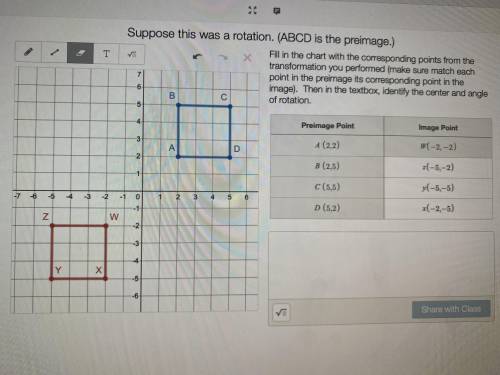 How do I find the center and angle of rotation