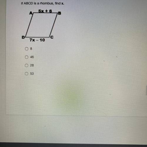 If ABCD is a rhombus, find x.