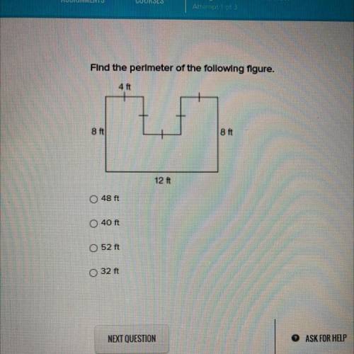 Find the perimeter of the following figure.