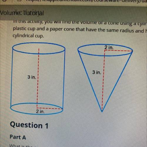 What is the approximate volume of the cylindrical cup? Use 3.14 for n.