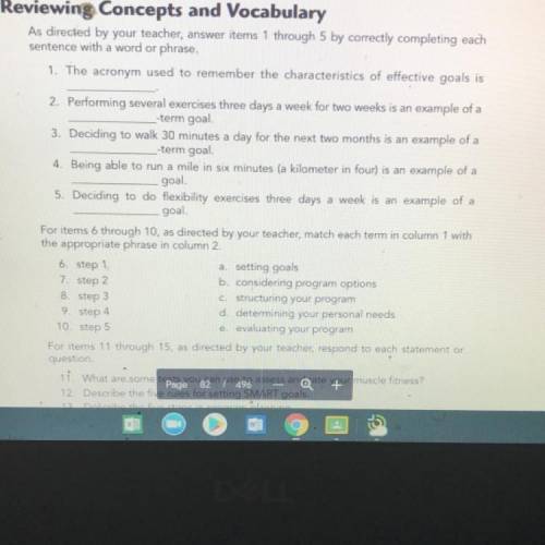 Reviewing Concepts and Vocabulary

As directed by your teacher, answer items 1 through 5 by correc