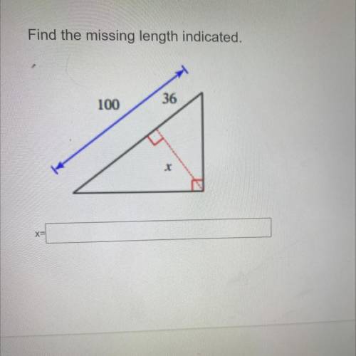 Find the missing length indicated.
36
100