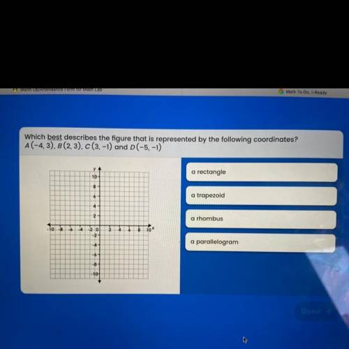 Which best describes the figure that is represented by the following coordinates?

A(-4, 3), B(2,3