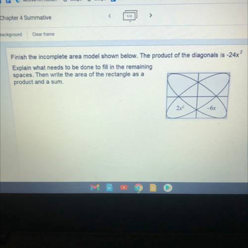 Explain what needs to be done to fill in the remaining spaces then the area of the rectangle as a p