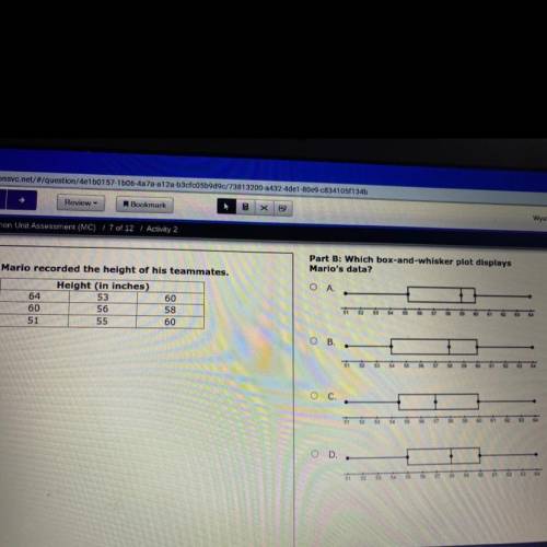 Which box-and-whisker plot displays
Mario's data?