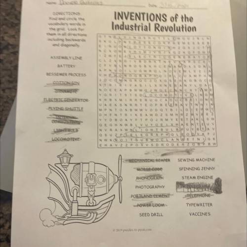 INVENTIONS of the
Industrial Revolution
Word search