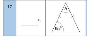 Look at thee isosceles triangle what angle is B?
(I am so so tired is 2 in the morning)