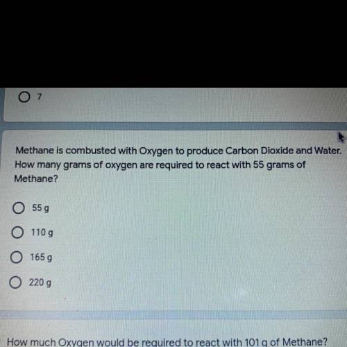 Methane is combusted with Oxygen to produce Carbon Dioxide and Water. How many grams of oxygen are