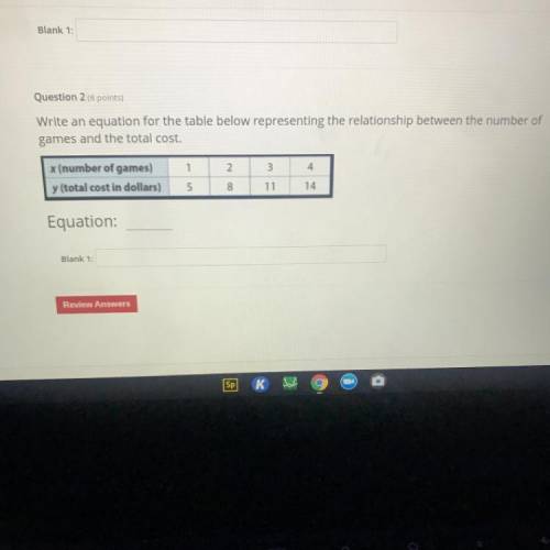 write an equation for the table below representing the relationship between the number of games and