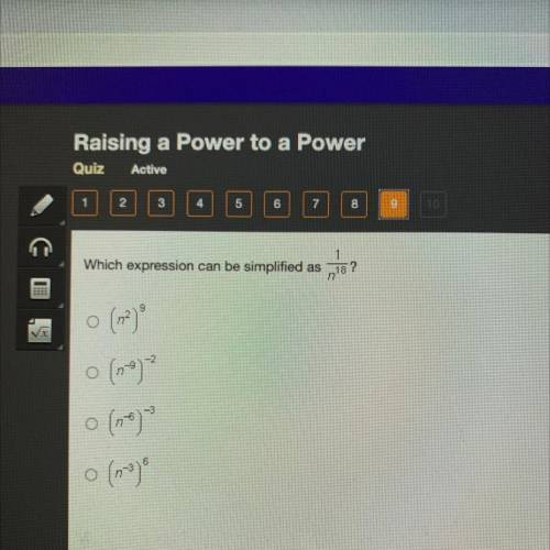 1
Which expression can be simplified as m18?