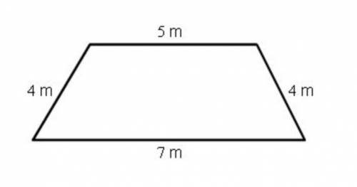 Find the perimeter of the trapezoid shown.

A. 23.5 m
B. 20 m
C. 12 m
D. 8 m