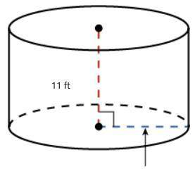 The volume of this cylinder is approximately 12,468.94 cubic feet.

The radius is ___ feet.
Use ​