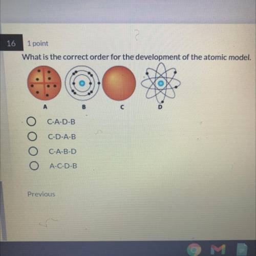 What is the correct order for the development of the atomic model