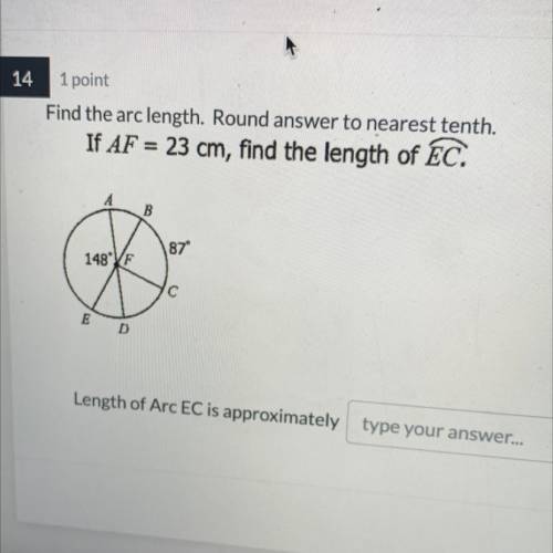 Find the arc length round answer to the nearest tenth