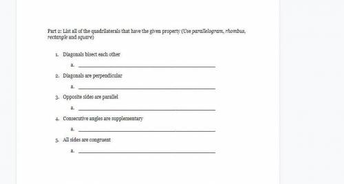 Will give brainliest for answer

Part 1: Determine the most precise name for each quadrilateral.
P