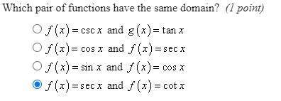 Which pair of functions have the same domain?
