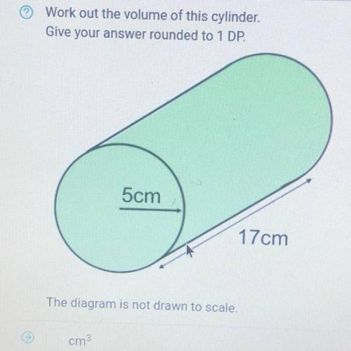 Work out the volume of this cylinder.
Give your answer rounded to 1 DP.
5cm
17cm