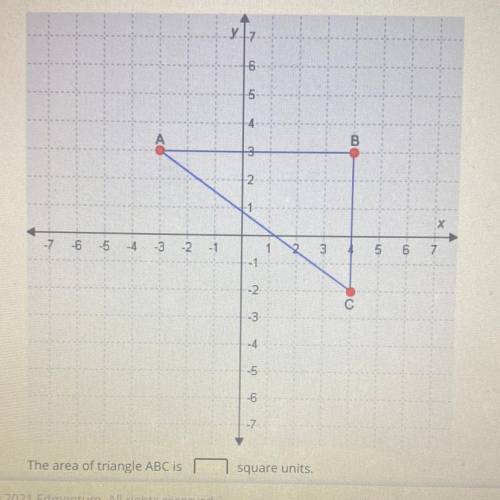 Help with someone please what is the area of abc square units